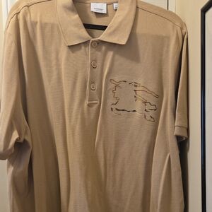 Burberry Men's Beige Polo with Embroidered Equestrian Motif